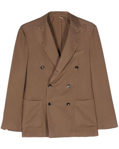 Dell'Oglio Double-breasted Wool Blazer - Brown