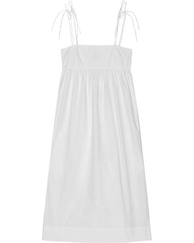 Ganni Cotton Poplin String Midi Dress - White