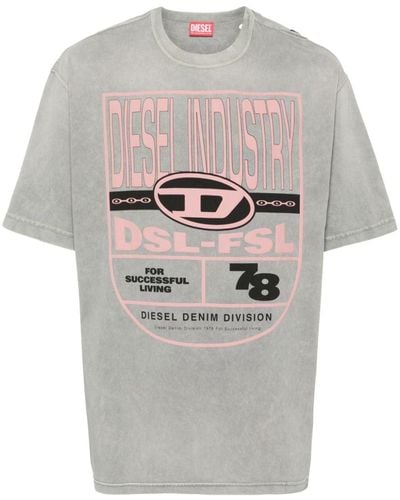 DIESEL T-Shirt Con Stampa - Grigio