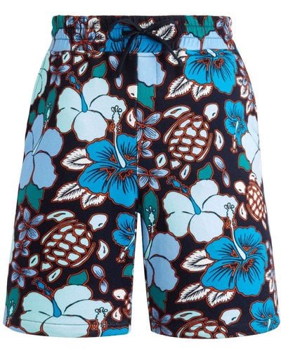 Vilebrequin Floral-print cotton shorts - Blu