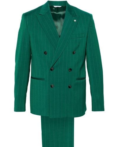 Manuel Ritz Costume croisé à fines rayures - Vert