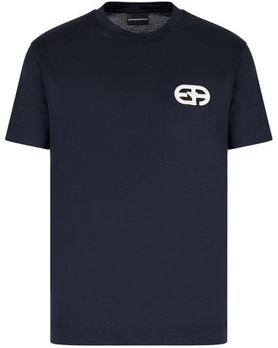 Emporio Armani T-shirt Met Logopatch - Blauw