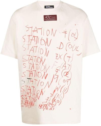 Raf Simons T-shirt Met Print - Roze