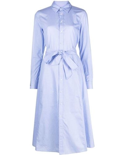 Polo Ralph Lauren Belted Cotton Poplin Shirtdress - Blue