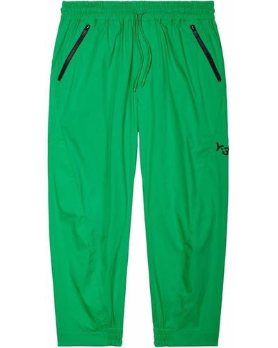 Y-3 Cropped Tapered Track Pants - Green