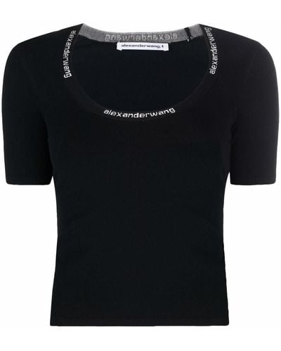 Alexander Wang ロゴトリム Tシャツ - ブラック