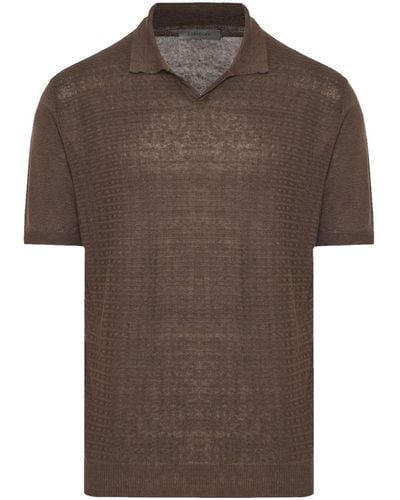 Corneliani Textured-finish Linen Polo Shirt - Brown