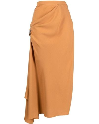 Kiko Kostadinov High-waisted Ruched Midi Skirt - Orange