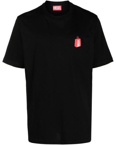 DIESEL Bag-print Cotton T-shirt - Black