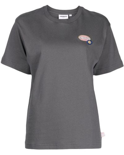Chocoolate Slogan-print Short-sleeve T-shirt - Gray