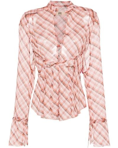 KNWLS Thrall Strappy Checked Shirt - Pink
