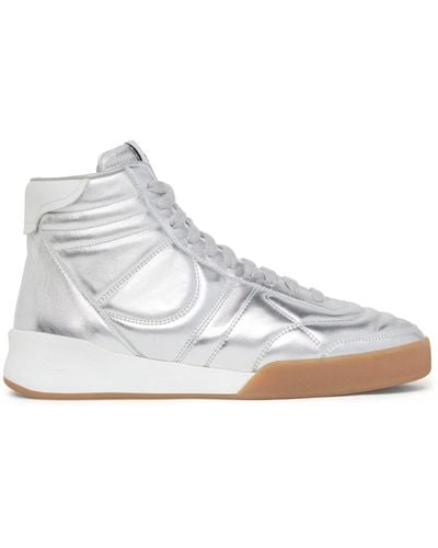 Courreges Mid Club 02 Leather Sneakers - White
