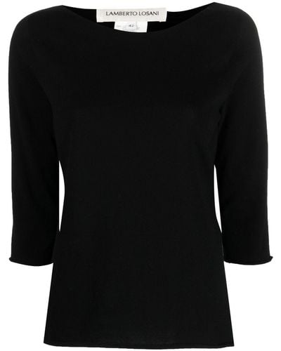 Lamberto Losani Boat-neck Cotton Sweater - Black