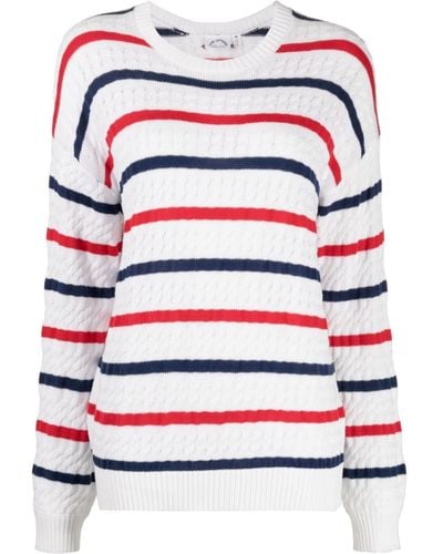 The Upside Heritage Boo Striped Cable-knit Jumper - White