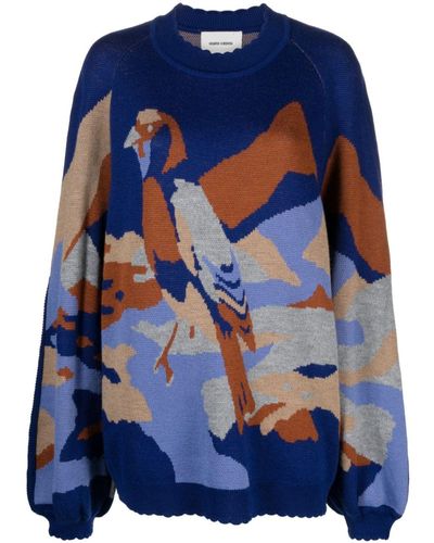 Henrik Vibskov Stamp Intarsia-knit Jumper - Blue