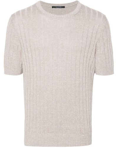 Tagliatore Ribbed-egde Ribbed-knit T-shirt - White