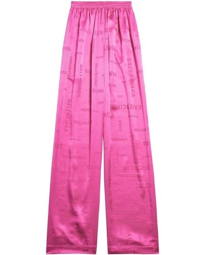 Balenciaga Paris Wide-leg Track Trousers - Pink
