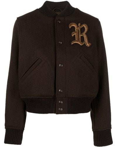 Polo Ralph Lauren Logo-patch Button-up Bomber Jacket - Black