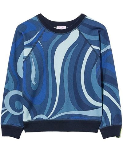 Emilio Pucci Marmo-print Cotton Sweatshirt - Blue