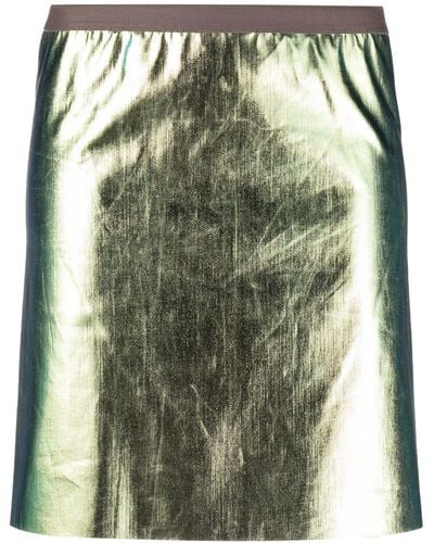 Rick Owens Metallic Mini Skirt - Green