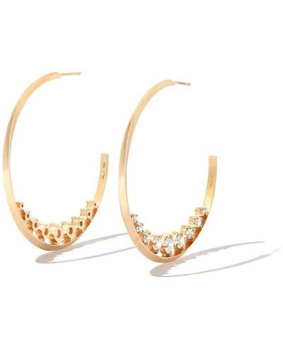 Lizzie Mandler 18kt Yellow Gold Éclat Diamond Hoop Earrings - White
