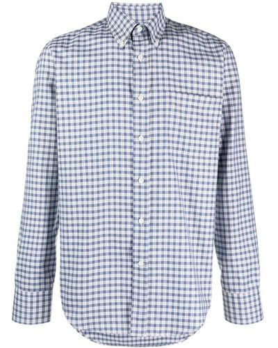Canali Micro Plaid-check Pattern Shirt - Blue