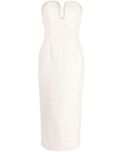 Self-Portrait Off-the-shoulder Tweed Dress, - White