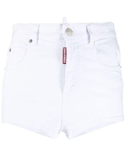 DSquared² Honey Logo-patch Denim Mini Shorts - White