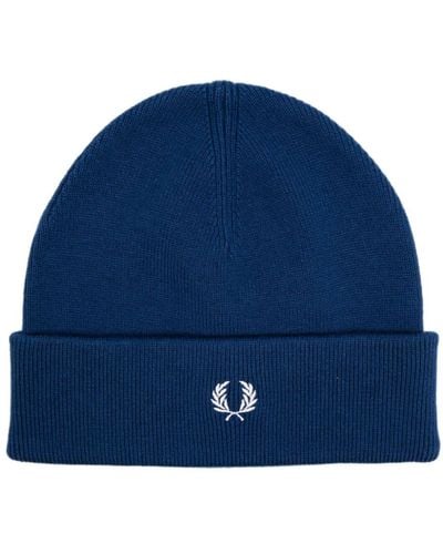 Fred Perry Logo-embroidered Ribbed-knit Beanie - Blue