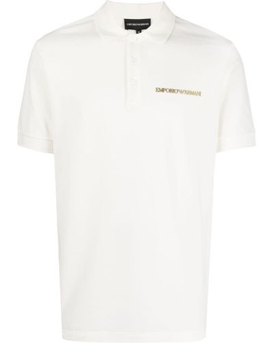 Emporio Armani Poloshirt Met Logoprint - Wit