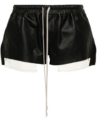 Rick Owens Fox Boxers Leather Shorts - Black
