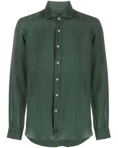 Fay Klassisches Leinenhemd - Grün