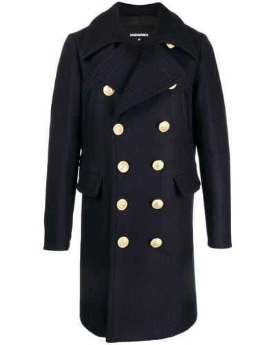 DSquared² Double-breasted Wool Coat - Blue