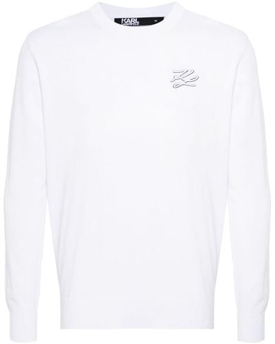 Karl Lagerfeld Jersey con logo bordado - Blanco