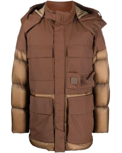 C.P. Company Paneled Hooded Padded Jacket - Brown