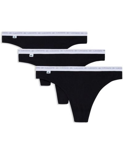 Lacoste Logo-waistband Thong (pack Of Three) - Black