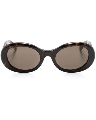 Gucci Tortoiseshell Oval-frame Sunglasses - Brown