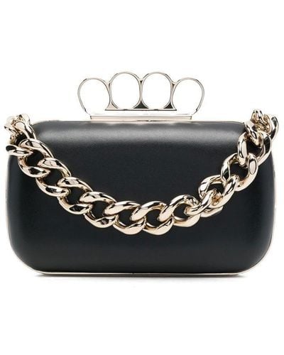 Alexander McQueen Leather Chain-link Clutch-bag - Black