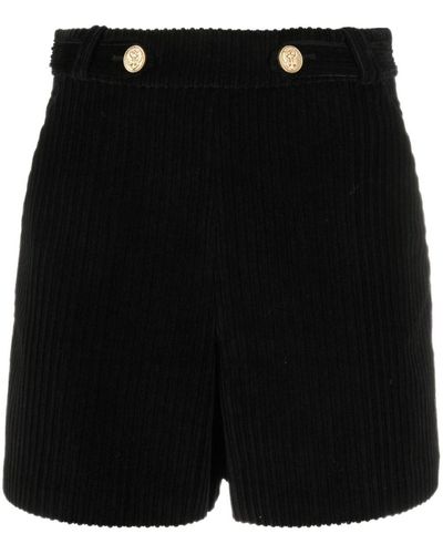 RED Valentino High-waisted Corduroy Cotton Shorts - Black