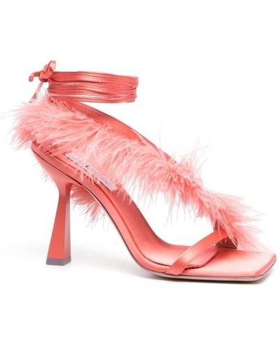 Sebastian Milano Marie A. 110mm Feather-trim Sandals - Pink