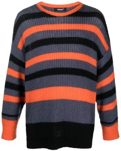 Undercover Crew-neck Striped Sweater - Blue