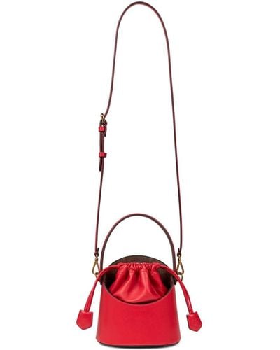 Etro Small Saturno Leather Bucket Bag - Red