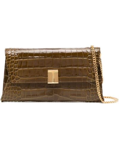 Tom Ford Crocodile-embossed Leather Clutch Bag - Brown