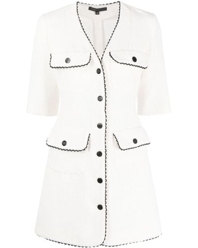 Maje V-neck Button-up Minidress - White