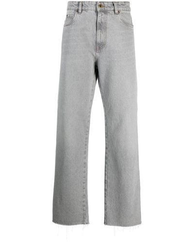 Miu Miu Logo-patch Straight-leg Jeans - Grey