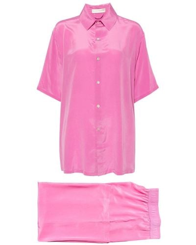 Olivia Von Halle Alabama Pyjama aus Seide - Pink