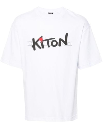 Kiton T-shirt Met Logoprint - Wit