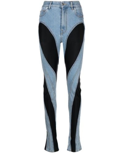 Mugler Spiral Panelled Skinny Jeans - Blue