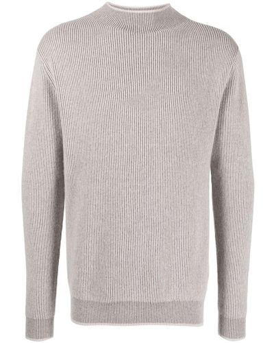 N.Peal Cashmere Funnel-neck Organic-cashmere Jumper - Grey
