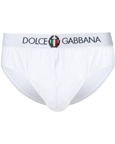 Dolce & Gabbana Slip à bande élastiquée à logo - Blanc